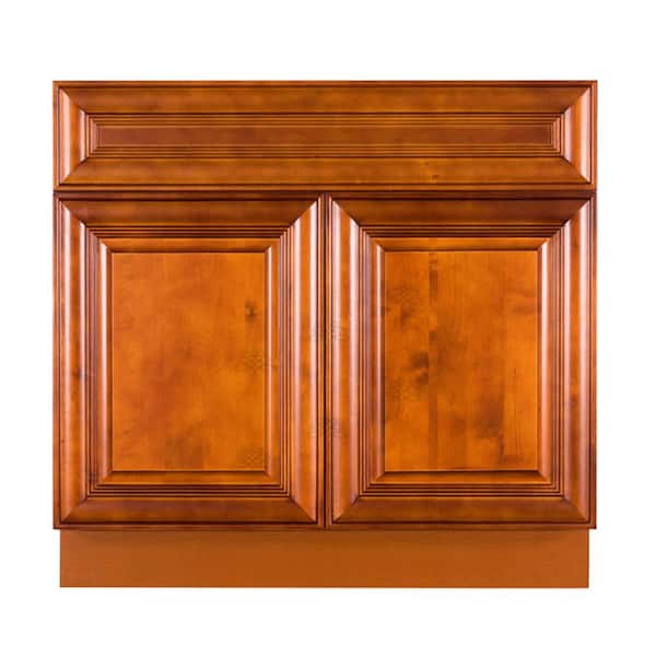 LIFEART CABINETRY Cambridge Assembled 33x34.5x24 in. Sink Base Cabinet with 2 Doors in Chestnut