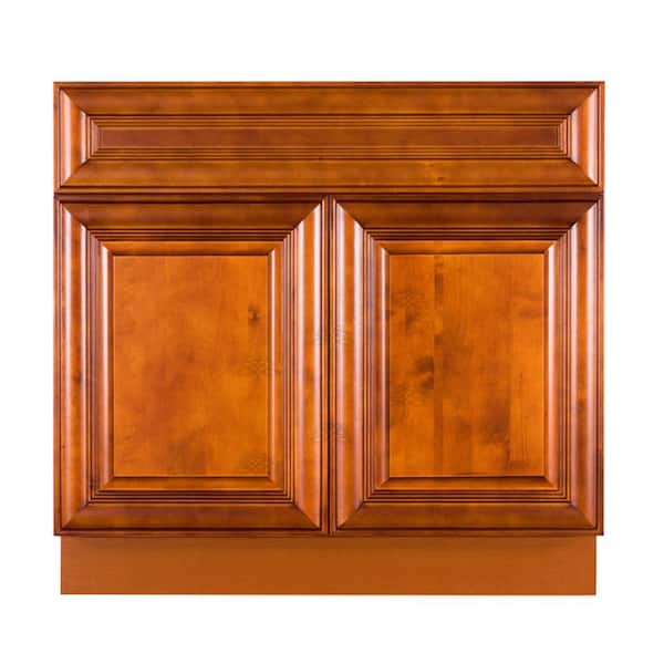LIFEART CABINETRY Cambridge Assembled 36x34.5x24 in. Sink Base Cabinet with 2 Doors in Chestnut