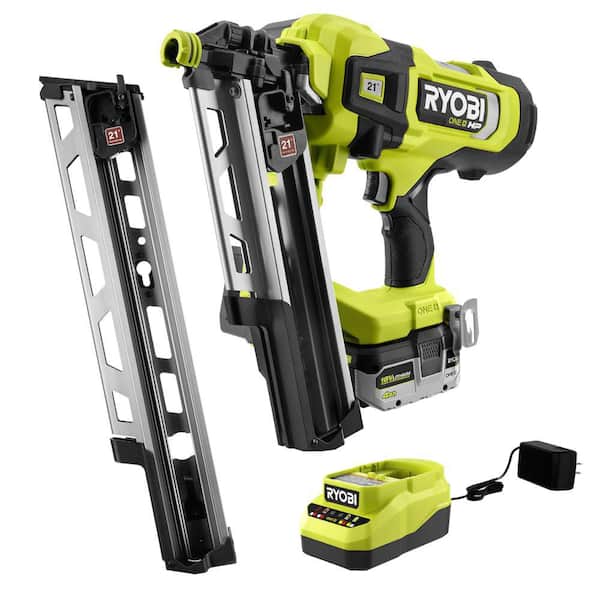 ONE+ HP 18V Brushless Cordless AirStrike 21° Framing Nailer Kit w/ 4Ah Battery, Charger & 21° Extended Capacity Magazine