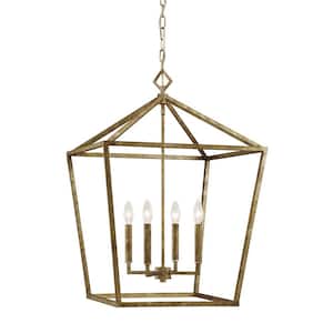 3254-VG 4-Light 20 in. Wide Vintage Gold Taper Candle Pendant