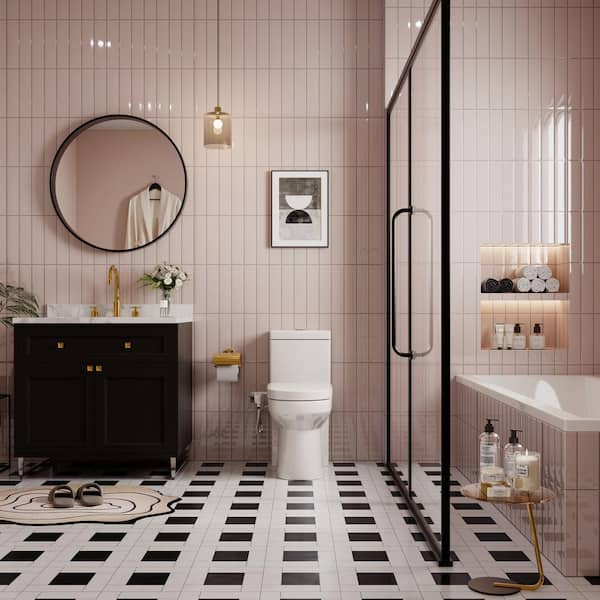 Compact Toilet Combo Dual Flush 1.1/1.6 GPF in White with Warm Water Bidet Attachment, 3 Cleaning Modes & Guard