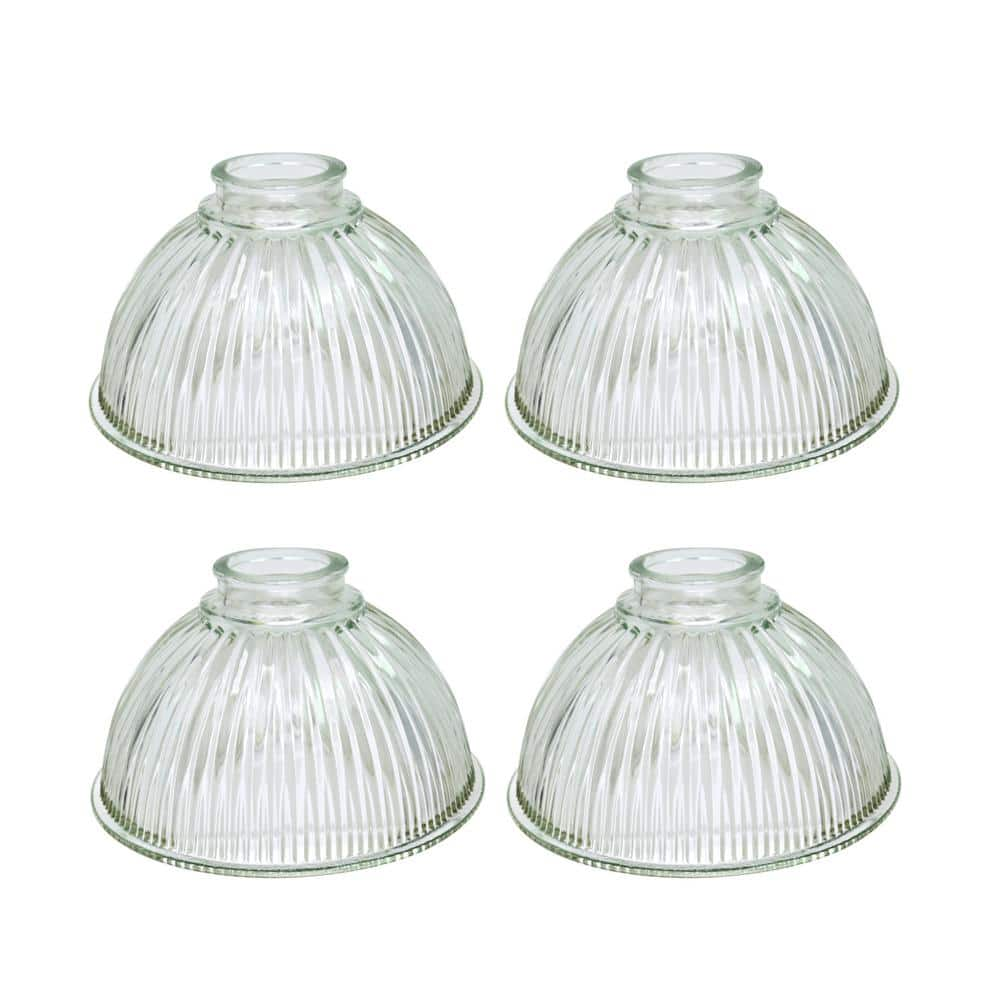 Aspen Creative Corporation 3.625 in. Clear Ribbed Bowl Shaped Ceiling Fan Replacement Chandelier Glass Shade 2.50 in. Fitter (4-Pack)