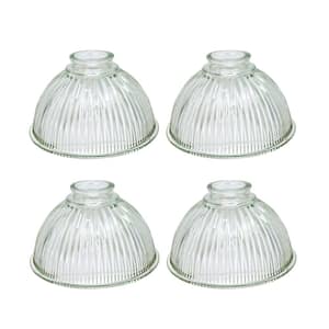 3.625 in. Clear Ribbed Bowl Shaped Ceiling Fan Replacement Chandelier Glass Shade 2.50 in. Fitter (4-Pack)