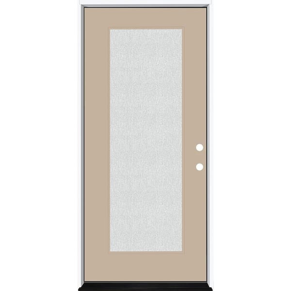 Steves & Sons Legacy 36 in. x 80 in. Full Lite Rain Glass LHIS Primed Sandstone Finish Fiberglass Prehung Front Door