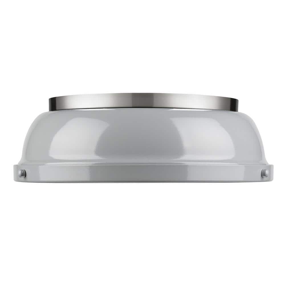 Duncan 14" Pewter Flush Mount Light with Gray Shade