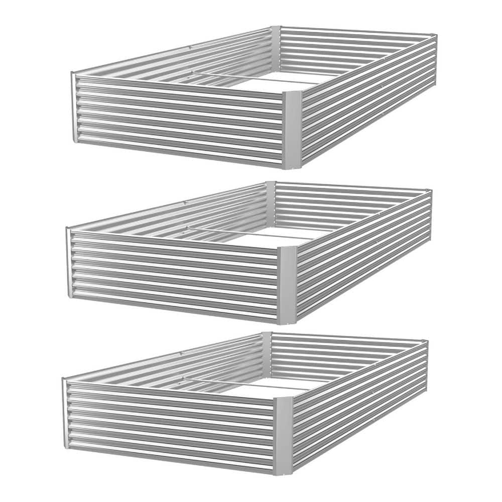 36 in. x 18 in. Silver Finish Steel Galvanized Raised Garden Bed with Drain
