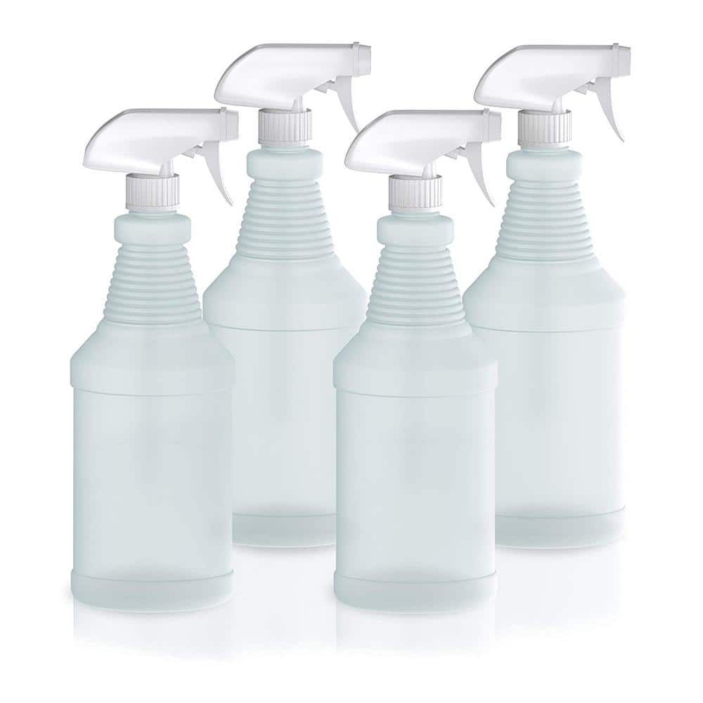 Amber Glass Laundry Bottles With White Pump or Sprayer 16oz Glass