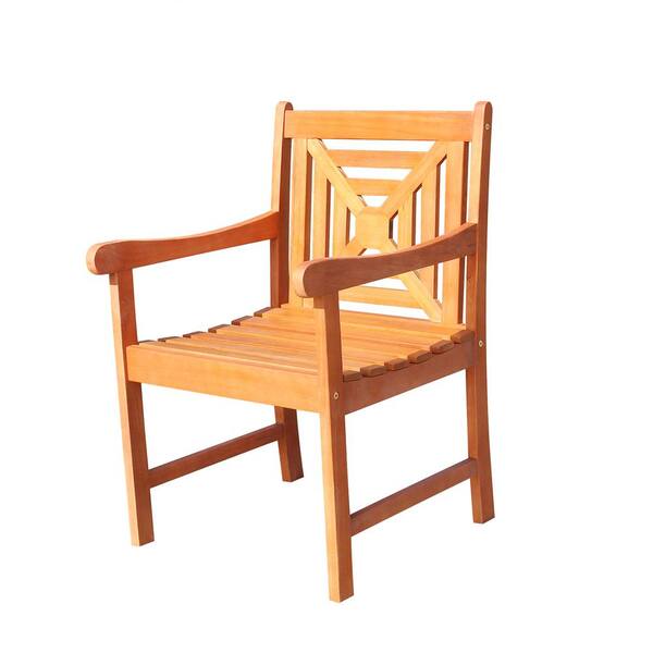 Vifah Malibu 1-Piece Eco-Friendly Hardwood Brown Color Patio Dining Chair