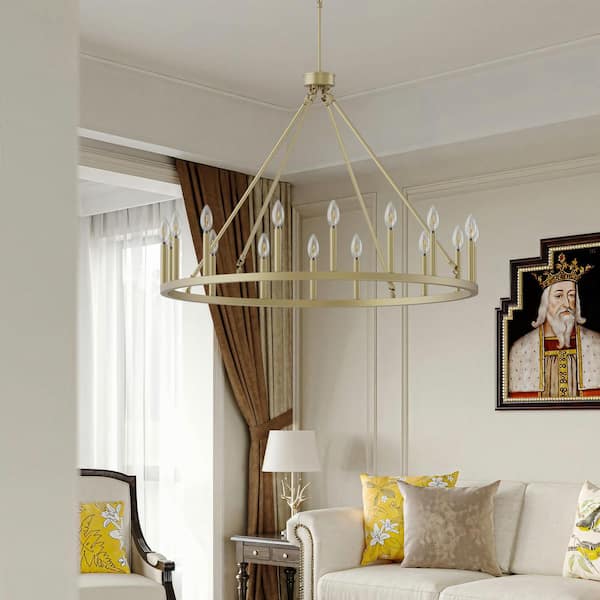 Maxax Bismarck 16-Light 40 in. Brass Modern Wagon Wheel Dimmable