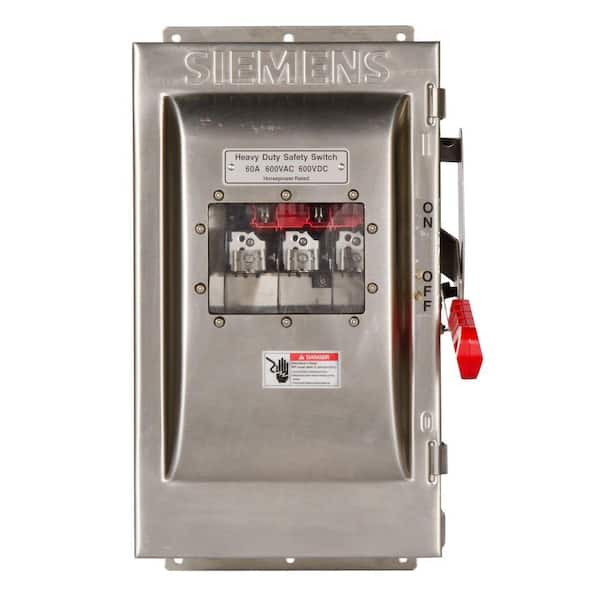 Siemens Heavy Duty 60 Amp 600-Volt 3-Pole Type 4X Fusible Safety Switch with Window