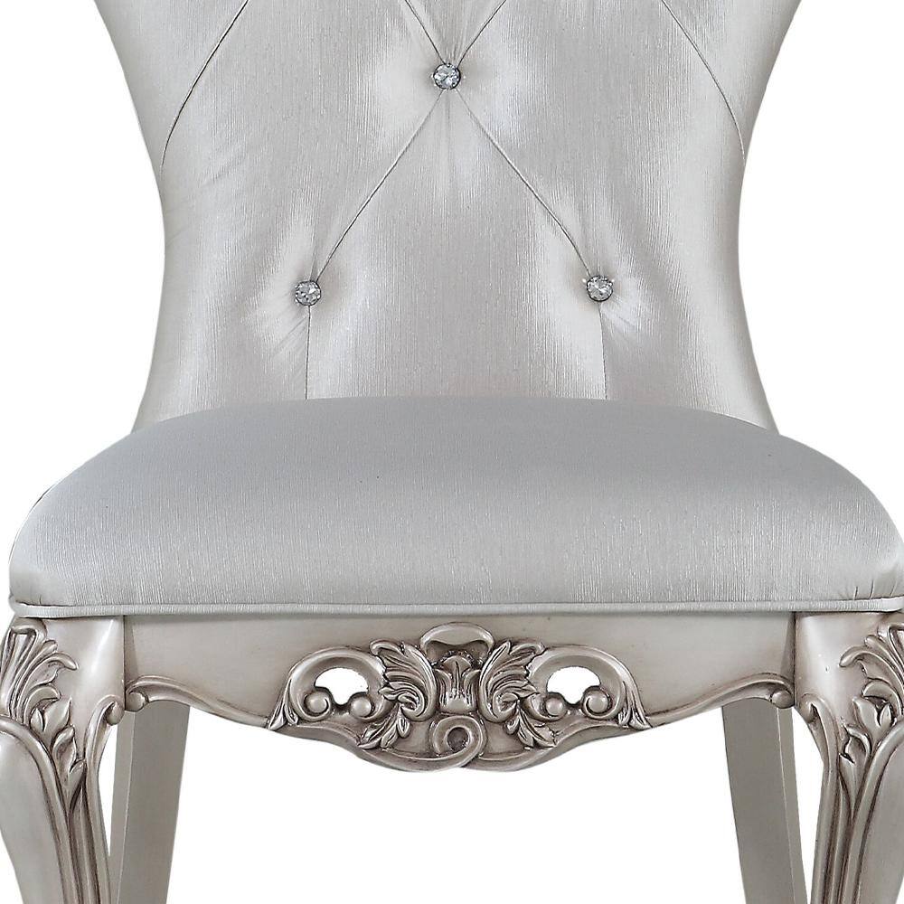 Elegant Antique White and Cream Tufted Upholstered Side Chair