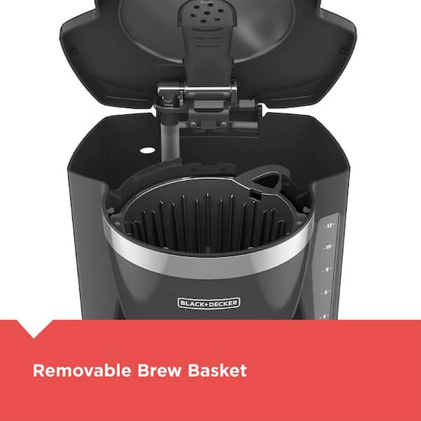 BLACK+DECKER 12-Cup Programmable Coffee Maker, Ombré Black/Silver