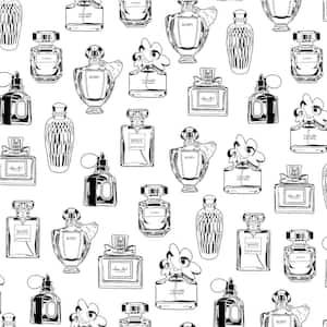 Chita White Perfume Bottles Paper Strippable Wallpaper (Covers 56.4 sq. ft.)