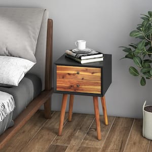 2-Drawer Black Nightstand 23.5 in. x 16 in. x 16 in.