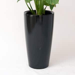 29.5 in. H Black Plastic Self Watering Indoor Outdoor Tall Round Planter Pot, Decorative Gardening Pot