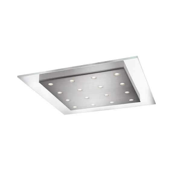 Philips Matrix 16-Light Brushed Nickel LED Ceiling Fixture with Integrated Flush Clear Glass Shade