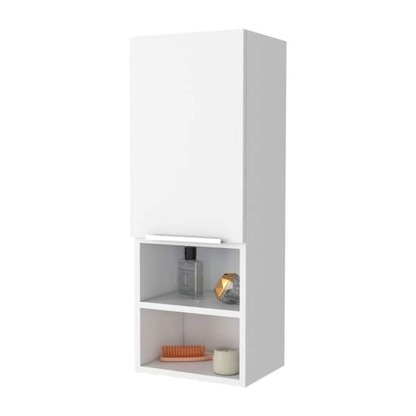 11.8 in. W x 32 in. H Rectangular White MDF Surface Mount Medicine Cabinet without Mirror, with 4 Shelves