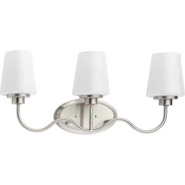 Progress Lighting Avec 25 in. 3-Light Brushed Nickel Contemporary Bath Vanity Light