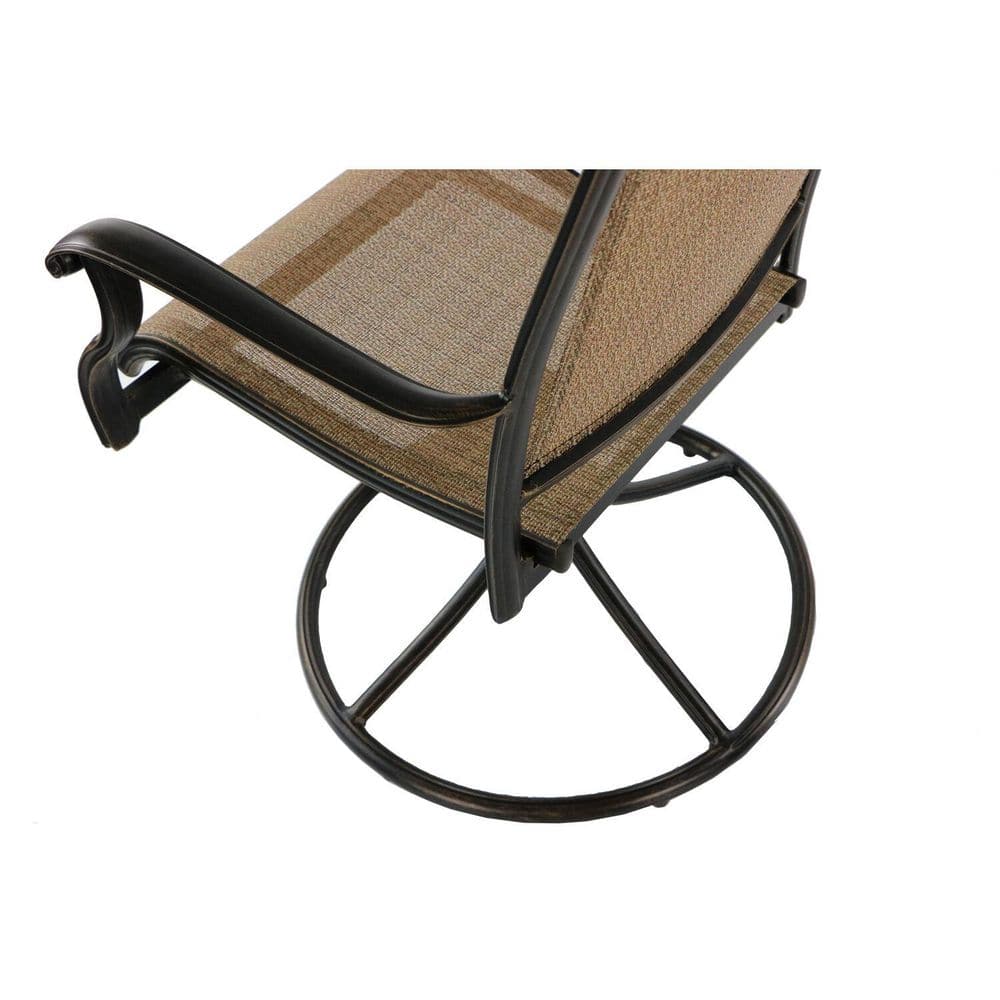 Golden-Bronze 3-Piece Bistro Set with Swivel Rockers and Cast-Top Table