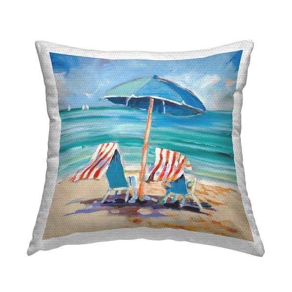 Caribbean Delight Beach Scenery Multi-Color Square Outdoor Throw Pillow