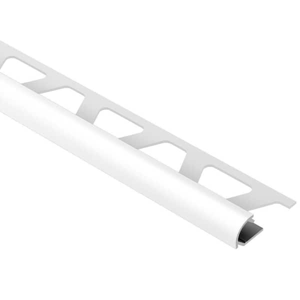 Schluter Rondec Bright White Color-Coated Aluminum . 5 in. x 98.5 in. Metal Bullnose Tile Edging Trim