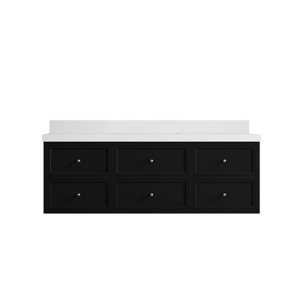 Willow Collections Roswell 60 in. Single Sink Freestanding Black Bath Vanity with White Qt. Top Unassembled