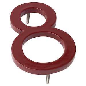 4 in. Brick Red Aluminum Floating or Flat Modern House Number 8