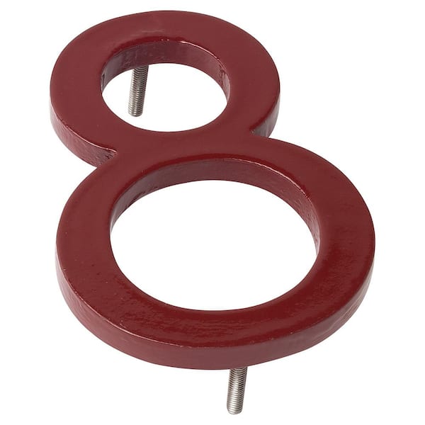 Montague Metal Products 4 in. Brick Red Aluminum Floating or Flat Modern House Number 8