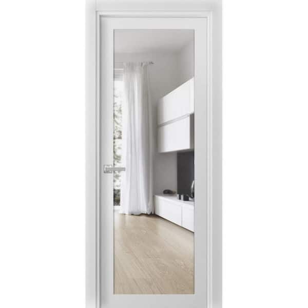 2166 24 in. x 80 in. Right-Hand/Inswing Solid Clear Glass White Single Prehung Interior Door with Hardware