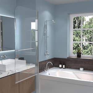 34 in. W x 58 in. H Pivot Frameless Tub Door in Chrome with 1/4 in. Tempered Clear Glass