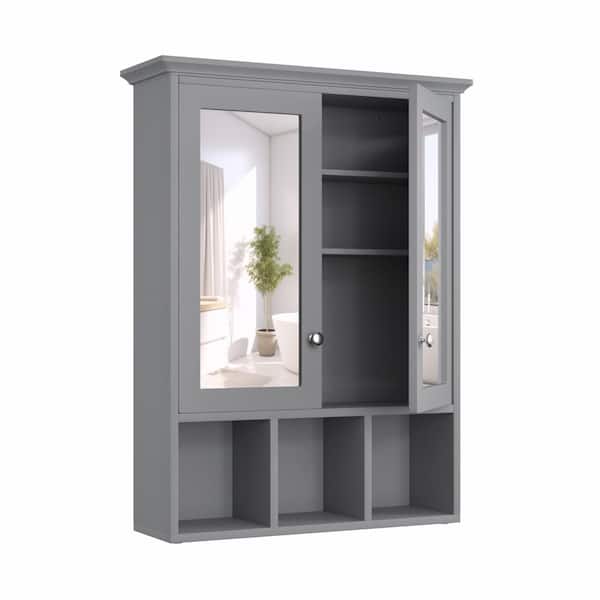23.6 in. W x 7.5 in. D x 30.4 in. H Oversized Bathroom Storage Wall Cabinet in Gray