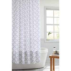 70 in. x 72 in. Gray Tile Trellis Polyester Shower Curtain