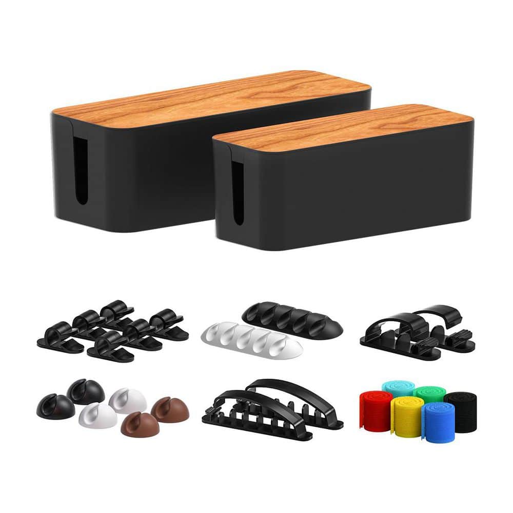 Wooden Style Large Medium Cable Management Box Set Pack Cable Organizer Box Black Cord Organizer Home Office price history on PriceWatchPro