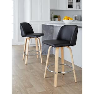 Toulon 28 in. Burnished Oak Finish Wood Swivel Pub Height Chair with Chocolate Fabric Seat (Set of 2)