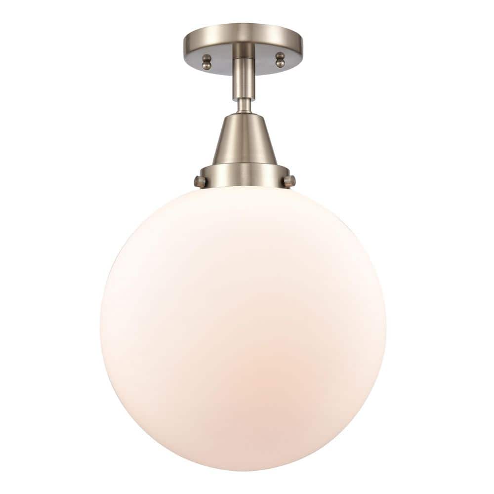 Beacon 10 in. 1-Light Satin Nickel Industrial Flush Mount with Seeded Glass Shade price history on PriceWatchPro