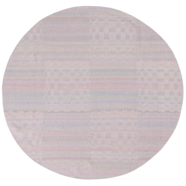 Cabo 7 ft. x 7 ft. Pink/Blue Striped Geometric Round Area Rug