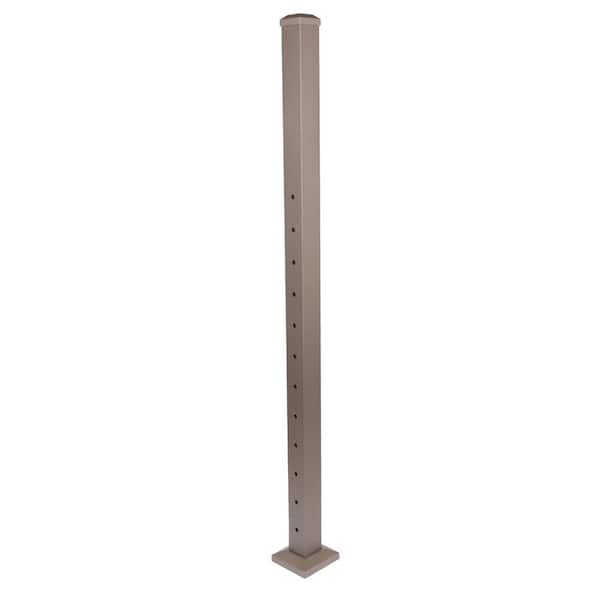 Cable Rail 2-1/2 in. x 2-1/2 in. x 54 in. Textured Bronze Aluminum Stair Bottom Post for Cable Railing System
