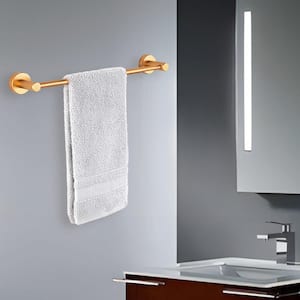 16- 27 in. Wall Mounted Adjustable Expandable Single Towel Bar for Bathroom Kitchen Thicken Space Aluminum in Gold