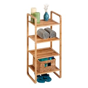 14.57 in. W x 11.81 in. D x 36.61 in. H Natural Bamboo Freestanding 4-Tier Bathroom Shelf in Natural