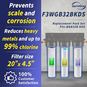 Whole House Water Filter Replacement Pack with Anti-Scale, GAC Pus KDF, and CTO Carbon Block Filter, Fits