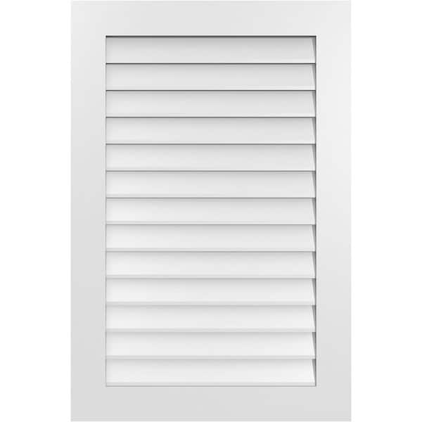 Ekena Millwork 28 in. x 42 in. Vertical Surface Mount PVC Gable Vent: Decorative with Standard Frame