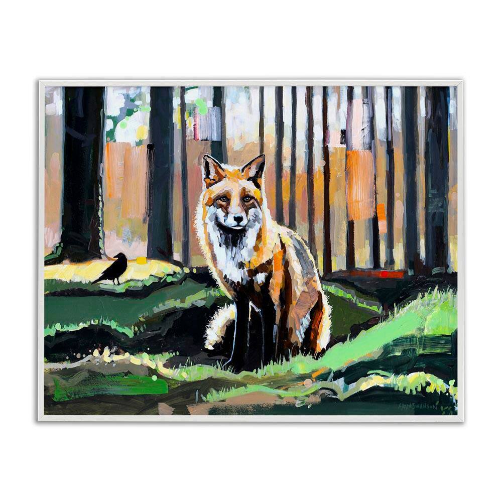 Fox in Forest Trees by Adam Swanson White Framed Animal Giclee Art Print 16 in. x 20 in. price history on PriceWatchPro