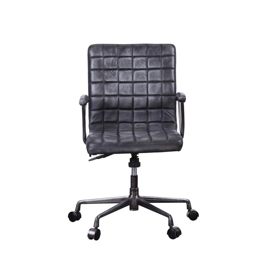 High-Back Black Leather Swivel Executive Chair with Metal Base