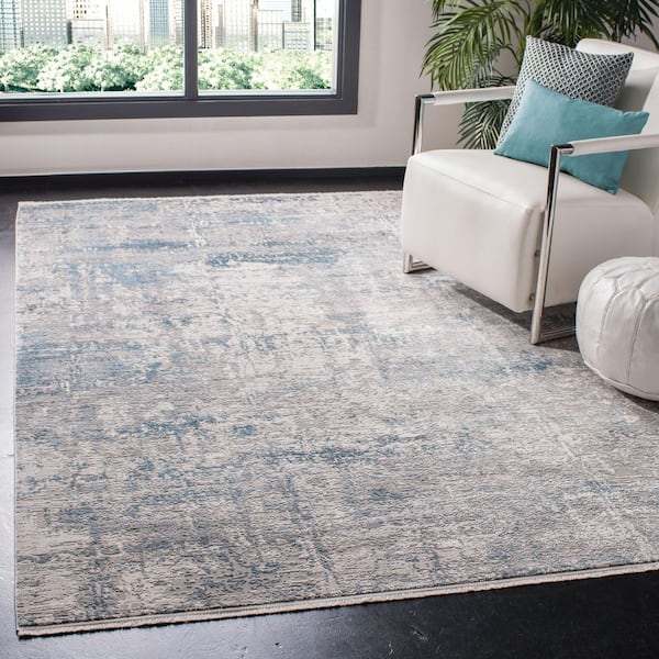 Eclipse 6 ft. x 9 ft. Gray/Teal Contemporary Watercolor Abstract Area Rug