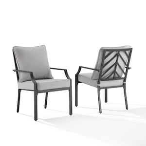 Otto Black Metal Outdoor Dining Chair with Gray Cushions (2-Pack)