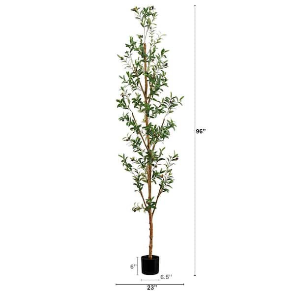 Nearly Natural 8 ft. Artificial Olive Tree with Natural Trunk