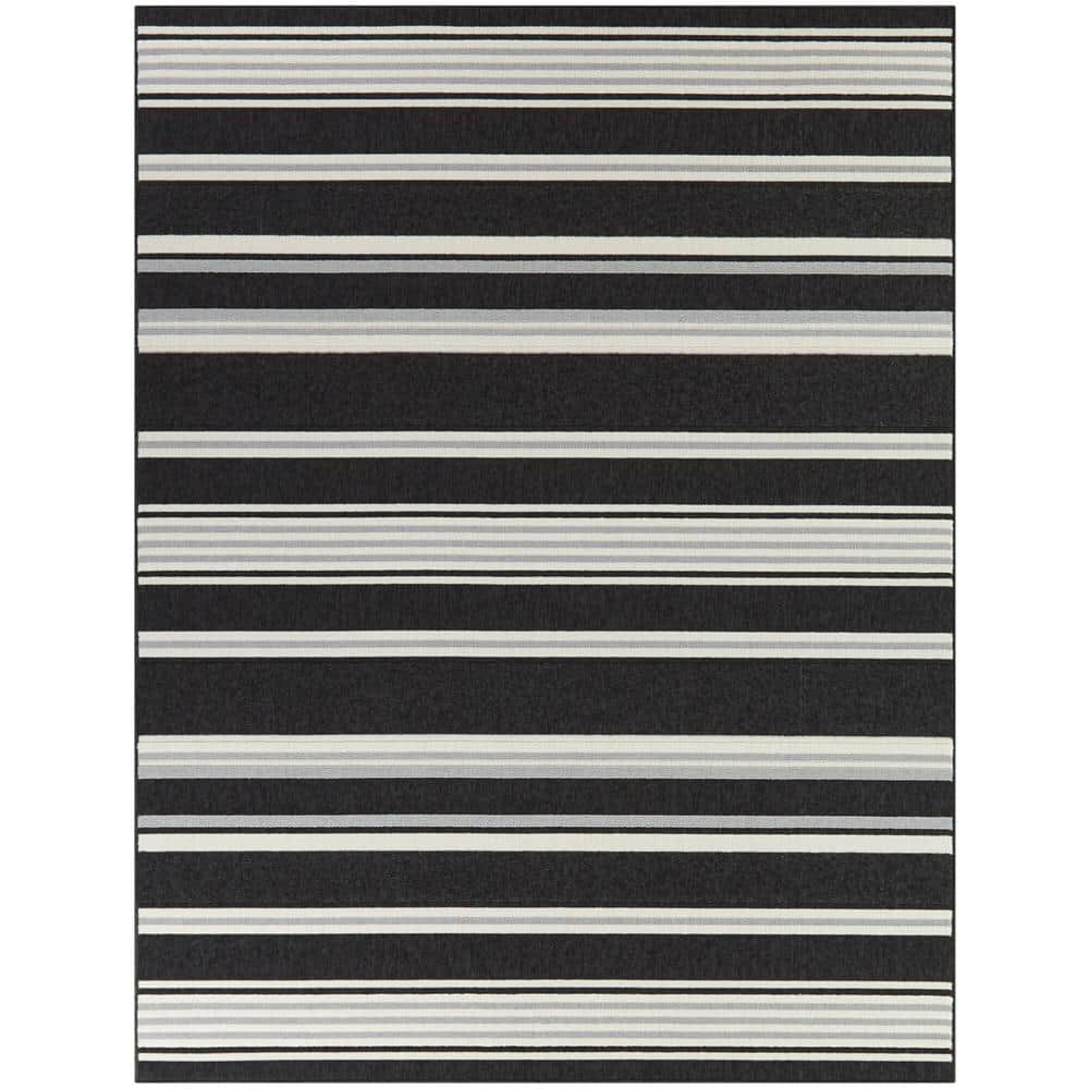 BALTA Antonin Black 7 ft. 10 in. x 10 ft. Stripe Indoor/Outdoor Area ...