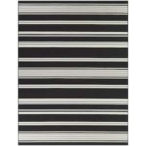 Antonin Black 7 ft. 10 in. x 10 ft. Stripe Indoor/Outdoor Area Rug