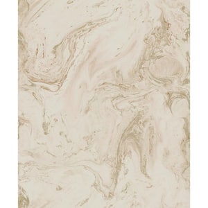 Blush Metallic Oil and Marble Paper Unpasted Wallpaper (21 in. x 33 ft.)