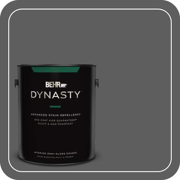 1 gal. #N520-6 Asphalt Gray One-Coat Hide Semi-Gloss Enamel Interior Stain-Blocking Paint & Primer